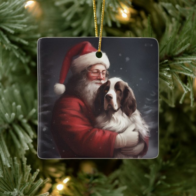 Springer Spaniel Santa Claus Festliche Weihnachten Keramikornament (Baum)