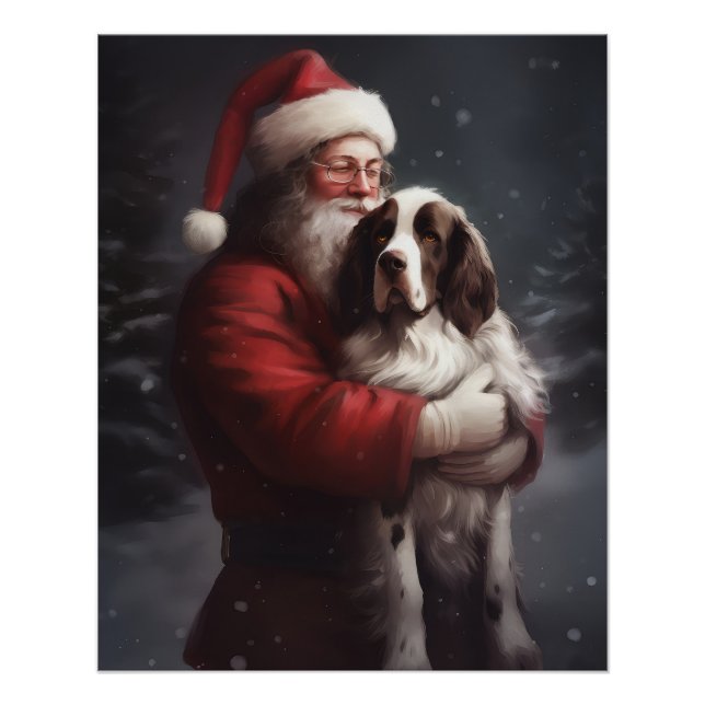 Springer Spaniel Santa Claus Festliche Weihnachten Poster (Vorderseite)