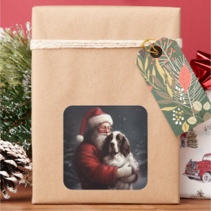 Springer Spaniel Santa Claus Festliche Weihnachten Quadratischer Aufkleber