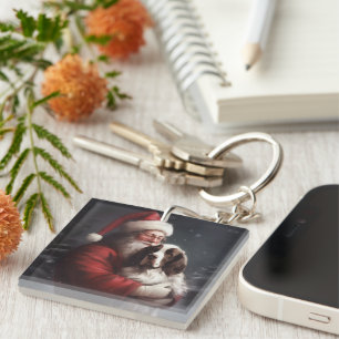 Springer Spaniel Santa Claus Festliche Weihnachten Schlüsselanhänger