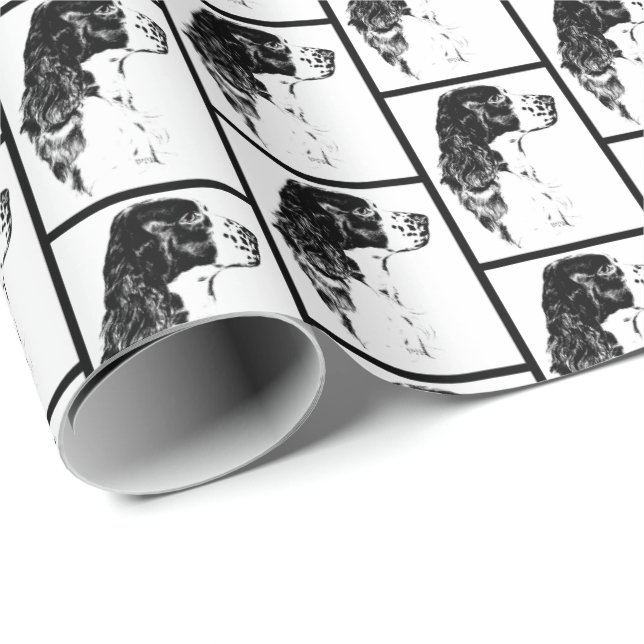 Springer Spaniel Vintag Dog Art    Geschenkpapier (Rolleneckpunkt)