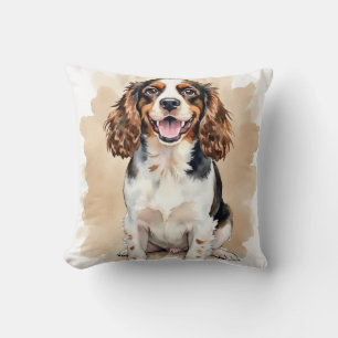 Springer Spaniel Wasserfarbe Tropfen Kunst Kissen