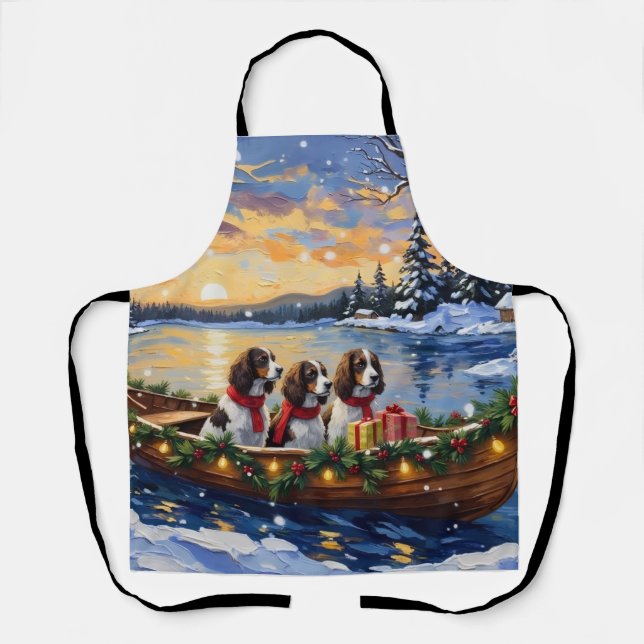 Springer Spaniel Weihnachtsboot Urlaub Schürze (Vorderseite)