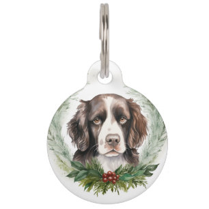 Springer Spaniel Weihnachtskranz Festlicher Hund Haustiermarke