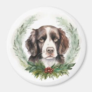 Springer-Spaniel-Weihnachtskranz Festlicher Hund Magnet
