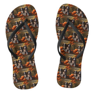 Springer Spaniel Welpe Herbstfreude Kürbis  Flip Flops
