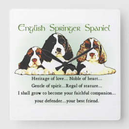 Springer Spaniel Welppies Quadratische Wanduhr