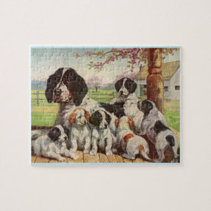 Springer Spanielmamma und -welpen Puzzle