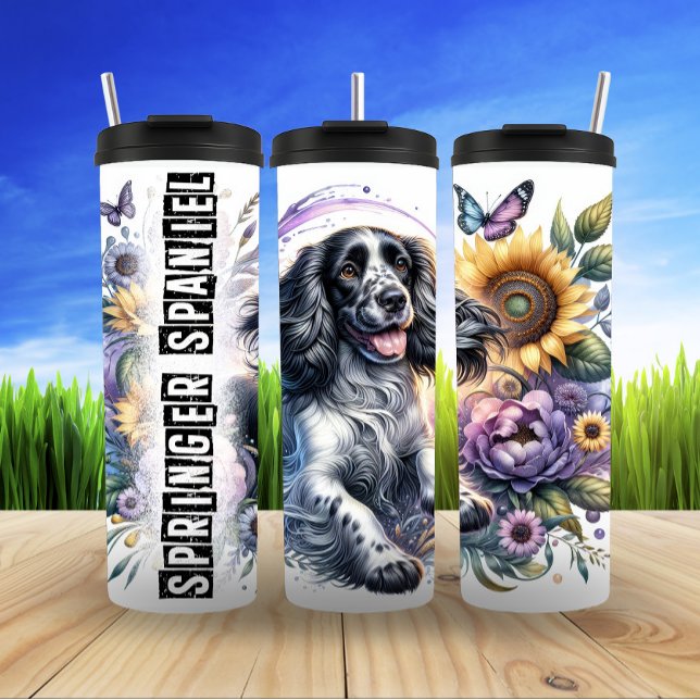 Springer Spaniels Schmetterlingswiese Thermosbecher (Von Creator hochgeladen)
