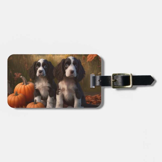 Springer Spanier Welpe Autumn Delight Pumpkin Gepäckanhänger (Vorderseite horizontal)
