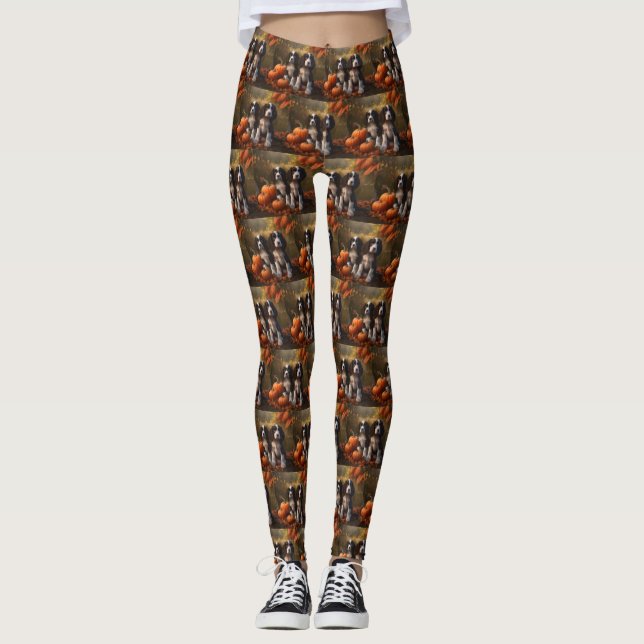 Springer Spanier Welpe Autumn Delight Pumpkin Leggings (Vorderseite)