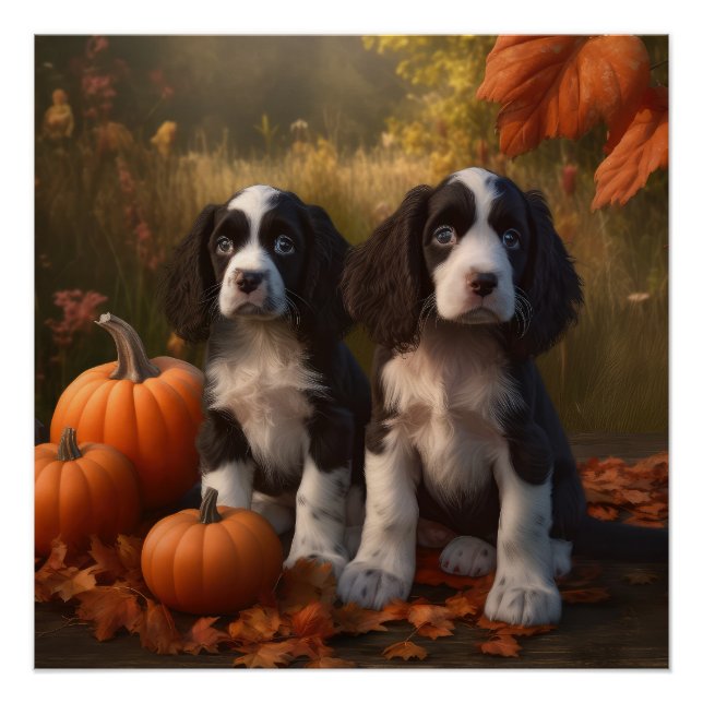 Springer Spanier Welpe Autumn Delight Pumpkin Poster (Vorderseite)