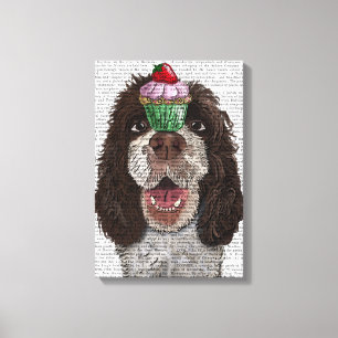 SpringerSpaniel mit kleinem Kuchen Leinwanddruck
