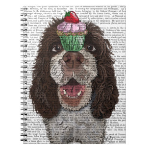 SpringerSpaniel mit kleinem Kuchen Notizblock