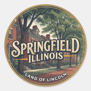 Springfield Illinois Hauptstadt Lincoln Reise Runder Aufkleber