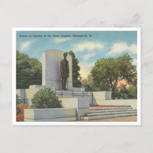 Springfield Illinois Lincoln Statue Vintage Postkarte