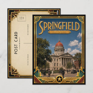 Springfield Illinois Vintage Art Deco Golden Age Postkarte