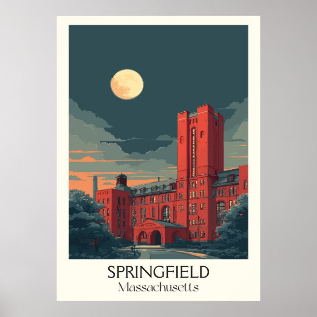 Springfield MA Vintages Gebäude Poster (Vorne)