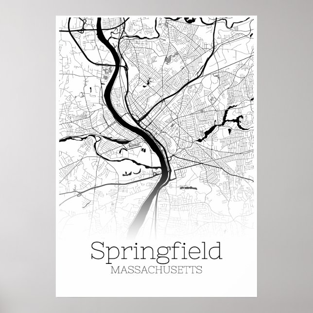 Springfield Map - Massachusetts - City Map Poster (Vorne)
