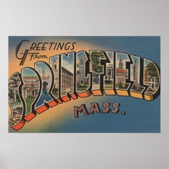 Springfield, Massachusetts - Großbuchstaben 2 Poster (Vorne)