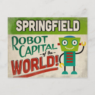 Springfield Missouri Robot - Funny Vintag Postkarte