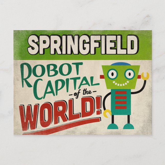 Springfield Missouri Robot - Funny Vintag Postkarte (Vorderseite)