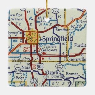 Springfield MO Vintage Karte Keramikornament