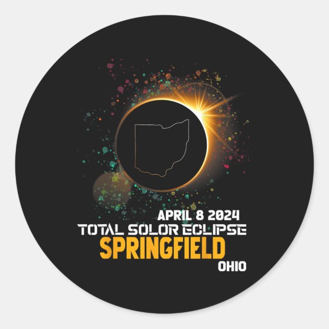 Springfield Ohio Total Solar Eclipse 2024 1 Runder Aufkleber (Vorderseite)