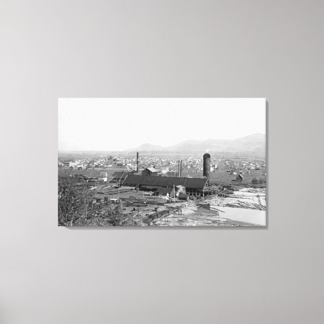 Springfield, OR Town View und Lumber Mills Leinwanddruck (Vorderseite)
