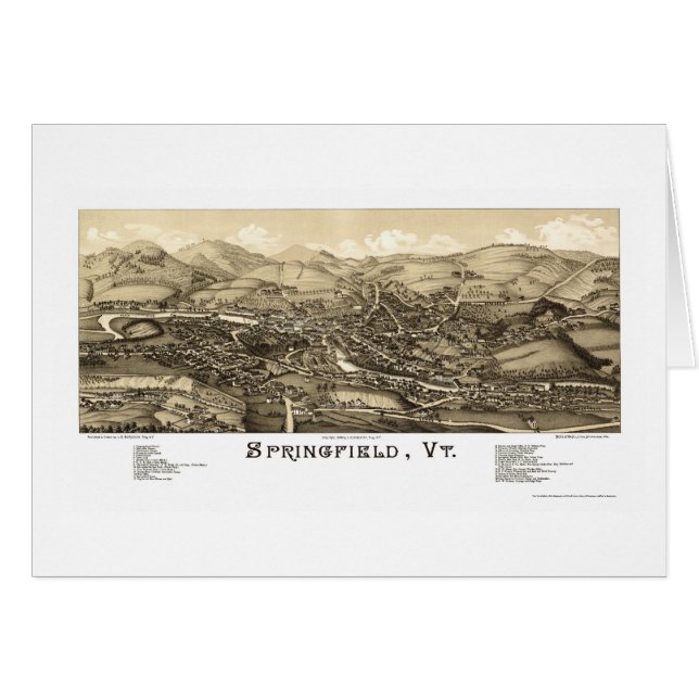 Springfield, panoramische Karte VT - 1886 (Vorderseite (Horizontal))