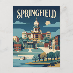 Springfield-Stadtansicht Retro Vintage Reiseposter Postkarte