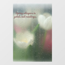 Springflüster in Petalen und Regentropfen Fensteraufkleber