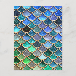 Springlike multicolor Glitter Mermaid Scales Postkarte