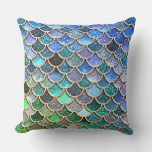 Springlike multicolor Glitzer Mermaid Scales Kissen Für Draußen