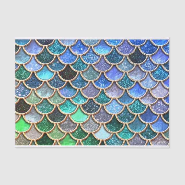 Springlike multicolor Glitzer Mermaid Scales Seidenpapier (Vorderseite)