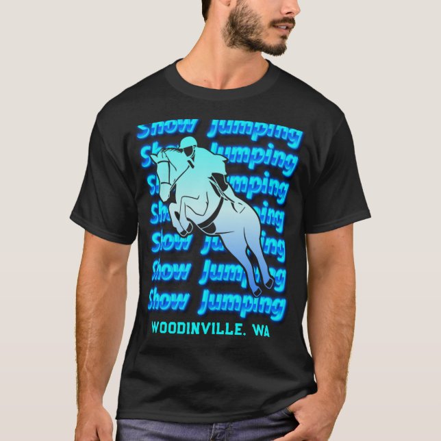Springreit-Event oder Ort Datum Name T-Shirt (Vorderseite)