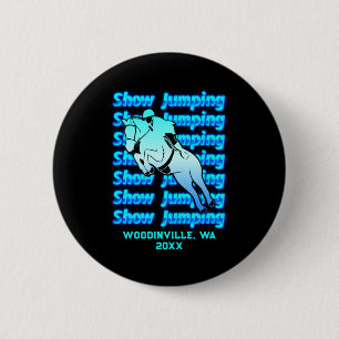 Springreit-Event oder Ort Datum Name T-Shirt Button