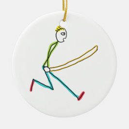 Springseil hüpfender Stockmann Keramik Ornament