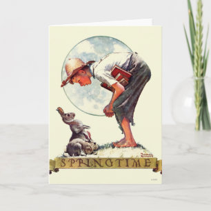 Springtime, 1935 Junge mit Hase Karte