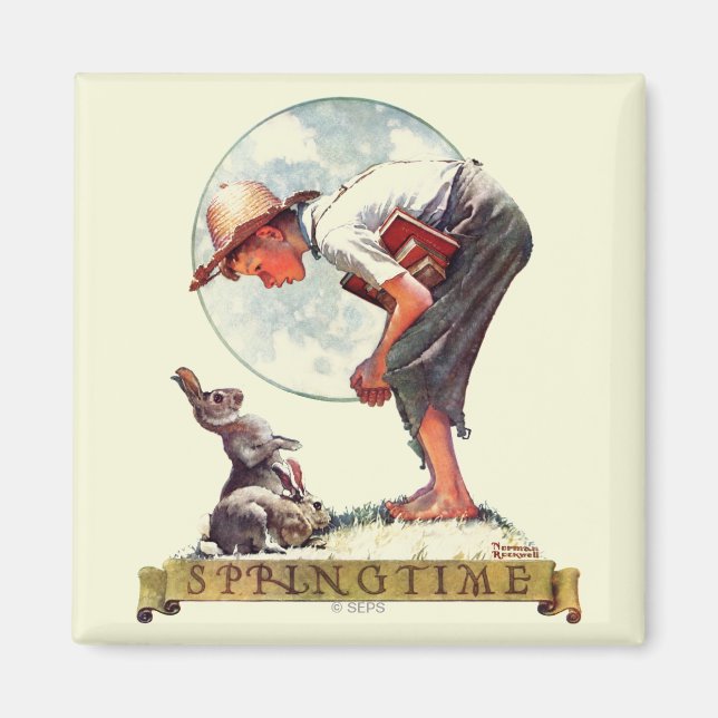 Springtime, 1935 Junge mit Hase Magnet (Vorne)