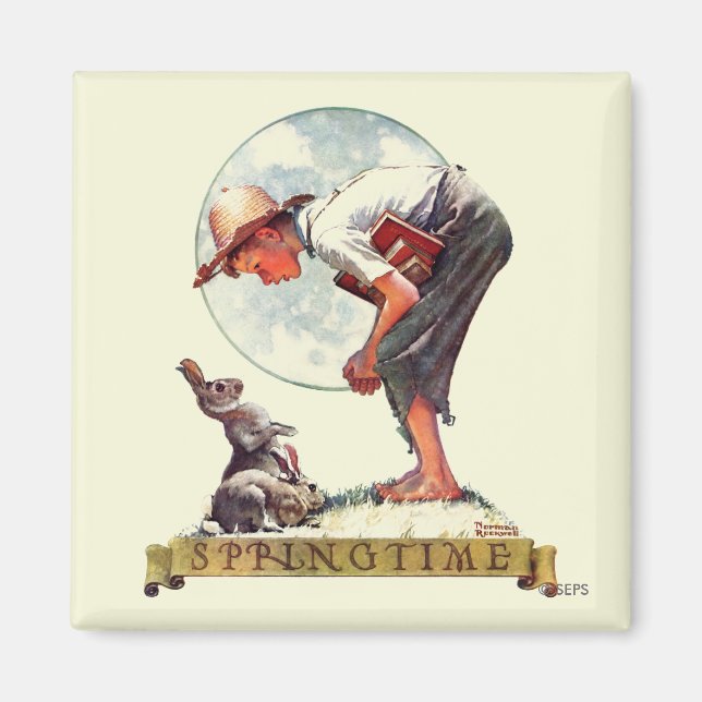 Springtime, 1935 Junge mit Hase Magnet (Vorne)