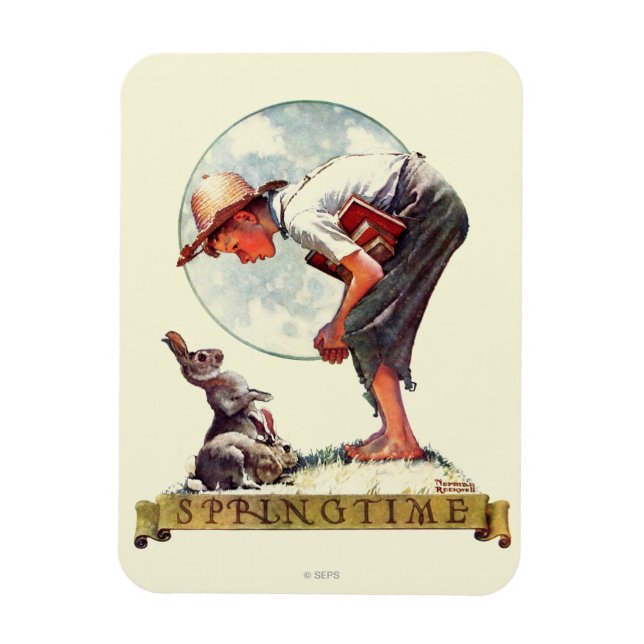 Springtime, 1935 Junge mit Hase Magnet (Vertikal)