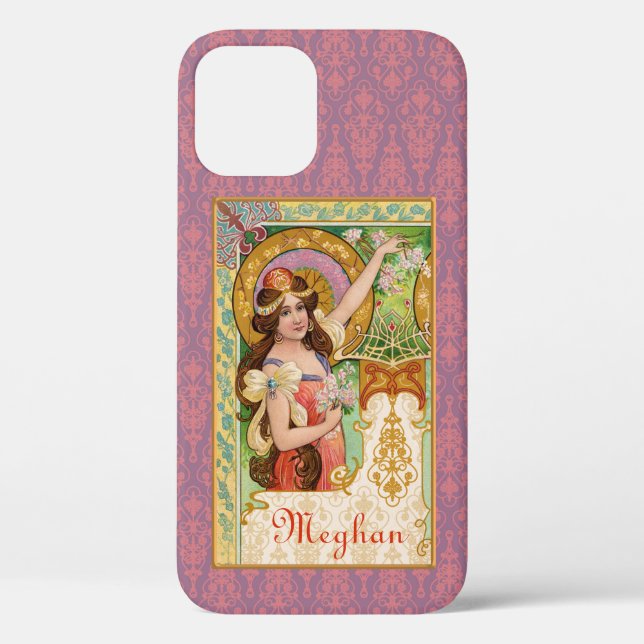 Springtime Art Nouveau iPhone Case (Rückseite)