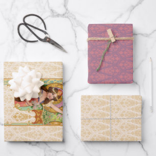 Springtime Art Nouveau Wrapping Paper Sheets Geschenkpapier Set