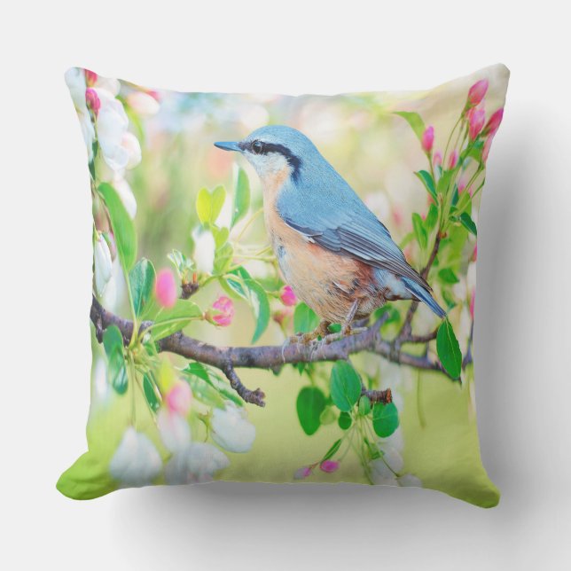 Springtime Blue Jay Kissen (Vorderseite)