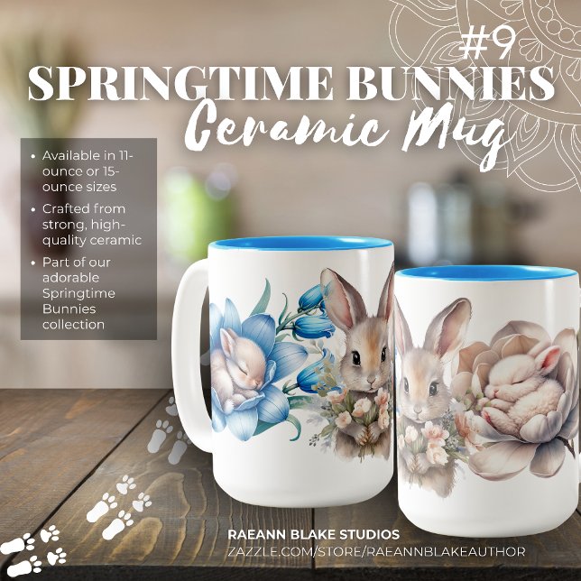 "Springtime Bunnies" Zwei-Tone-Keramiken-Tasse Zweifarbige Tasse (Von Creator hochgeladen)