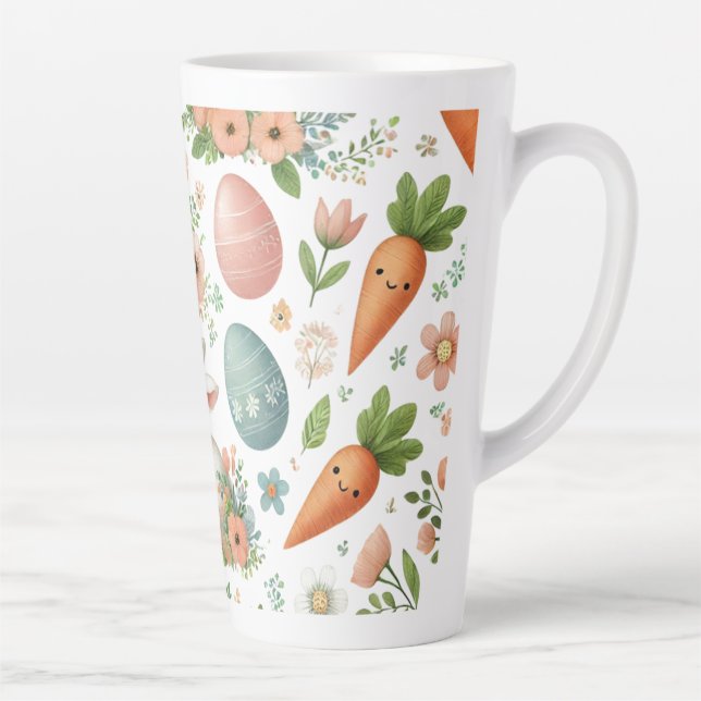 Springtime Bunny Bliss - Ostern Latte Floral Tasse (Rechts)