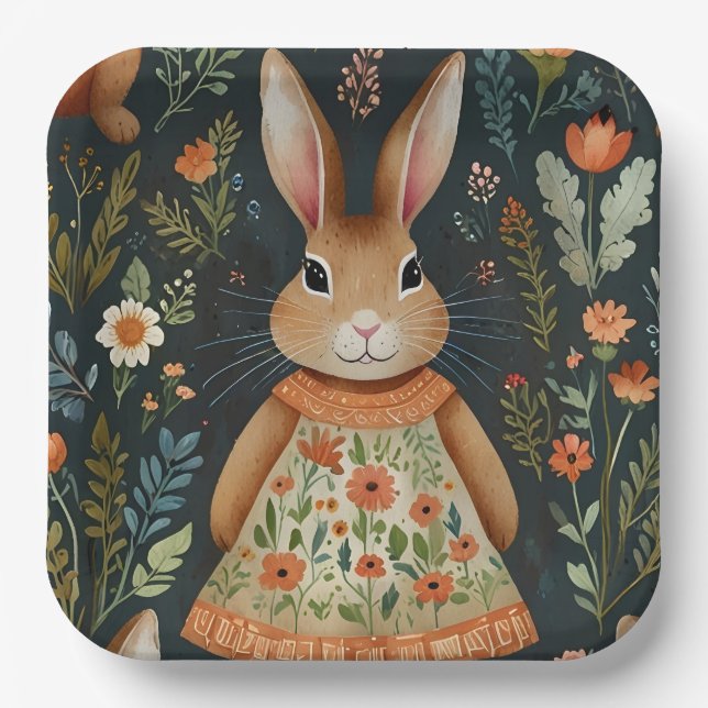 Springtime Bunny Magic Paper Plate Pappteller (Vorderseite)