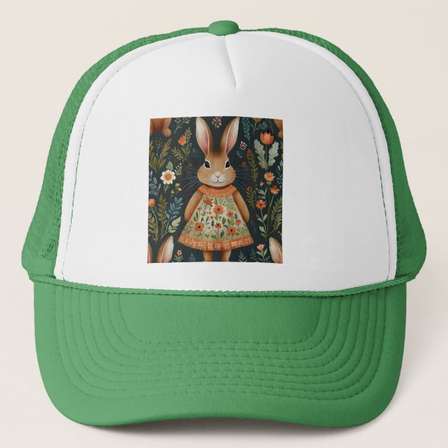 Springtime Bunny Magic Trucker Hat Truckerkappe (Vorderseite)