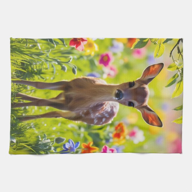 Springtime Fawn Geschirrtuch (Horizontal)